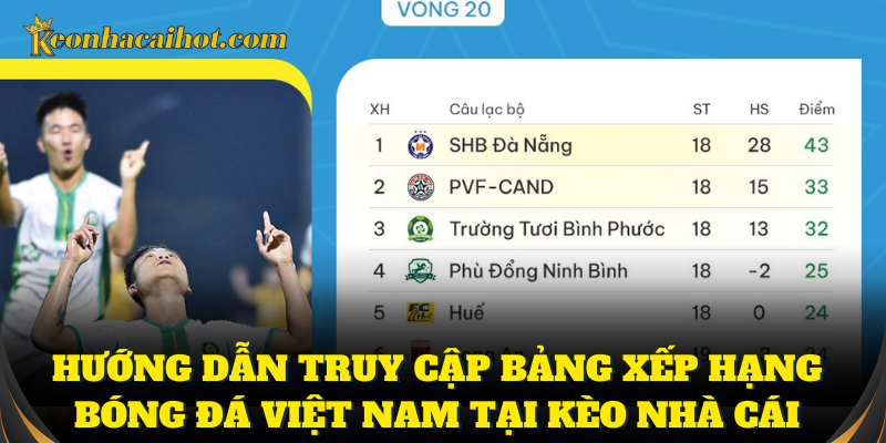 Cách theo dõi bảng xếp hạng bóng đá Việt Nam chi tiết