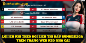 Lịch thi đấu Bundesliga được trang web cập nhật mỗi ngày