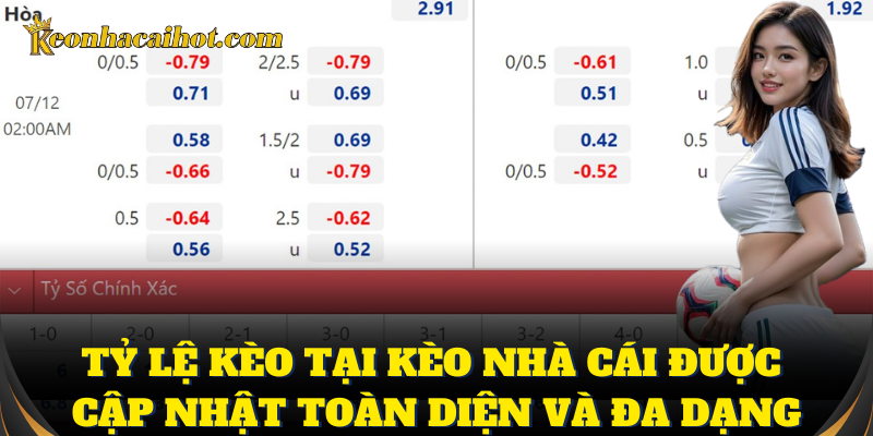 Tỷ lệ kèo tại trang web được cập nhật toàn diện và đa dạng